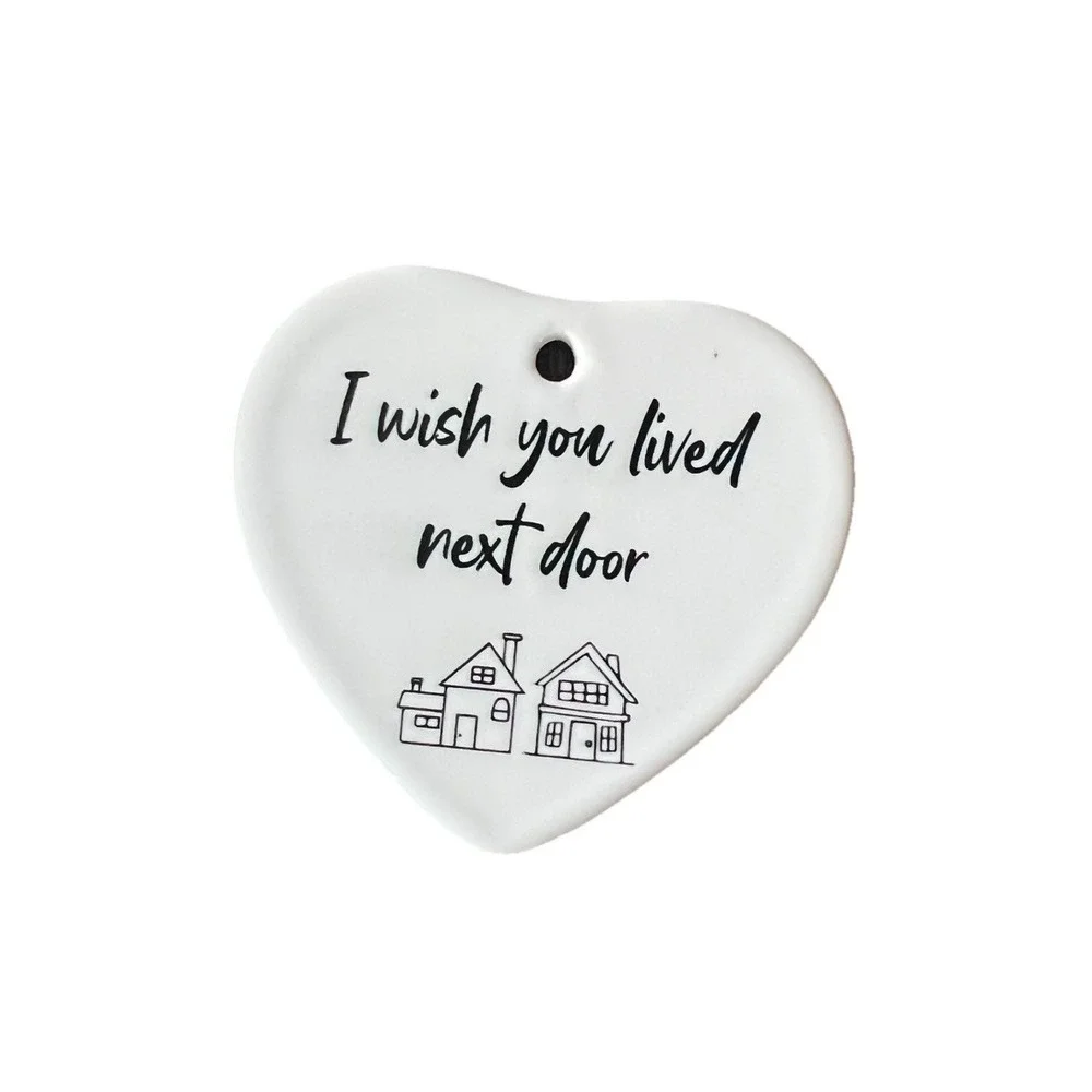 Real Estate Tree Ornament Heart Plaque Live Next Door Neighbors Home Decor